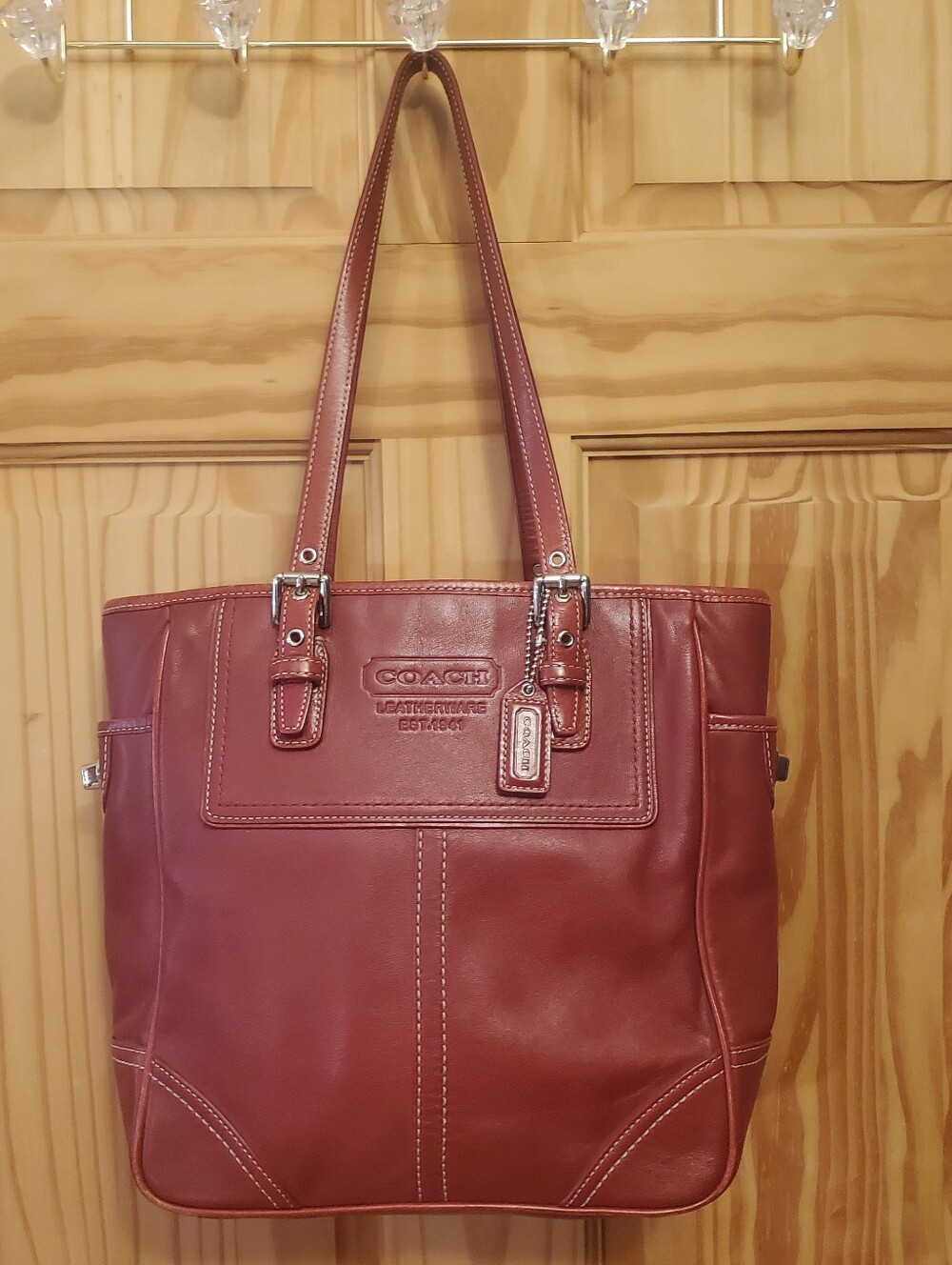 Coach Bleeker Hampton Red Leather Shoulder Purse Bage Tote Y2K 2007  #F11396